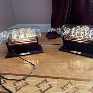 Constitution and clipper ship S. XIX ships in a bottle with lighted base